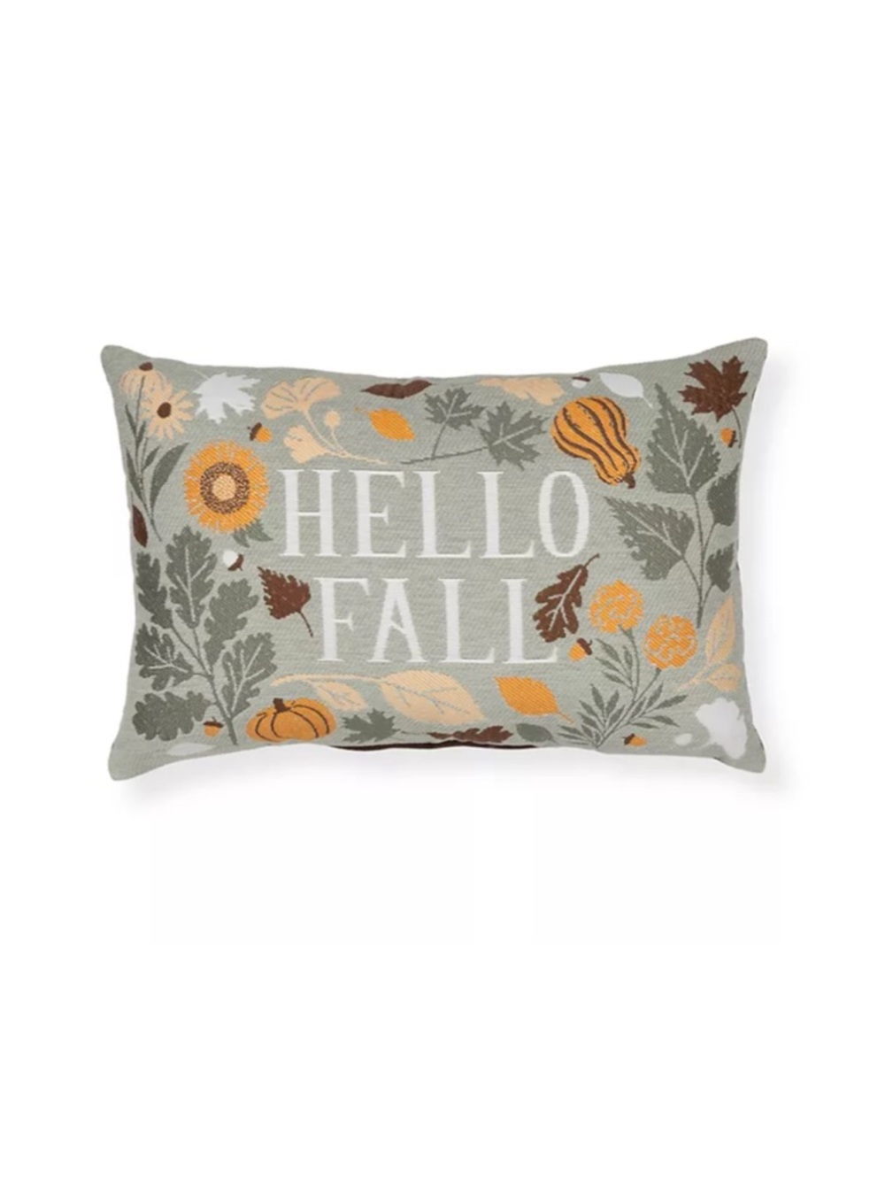 Hello Fall Embroidered Accent Pillow - Sage Green